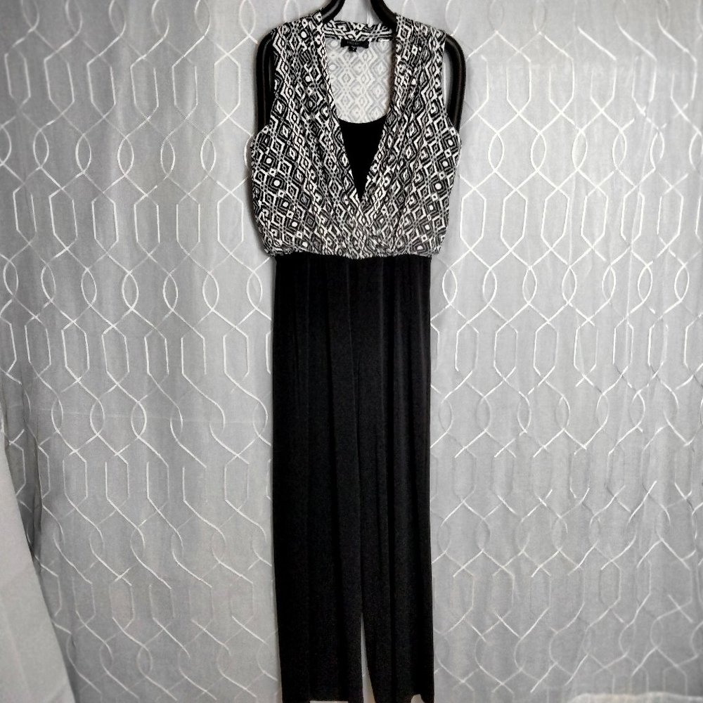 Karen Kane Size L Black Off White Jumpsuit
